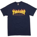 thrasher tee shirt flame logo (navy)