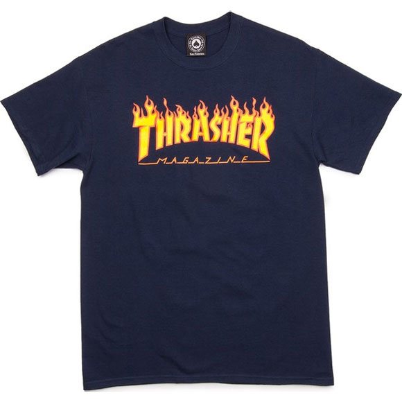 thrasher tee shirt flame logo (navy)