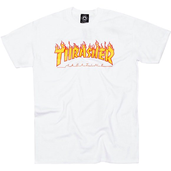 thrasher tee shirt flame logo (white)