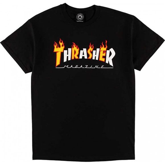 thrasher tee shirt flame mag (black)