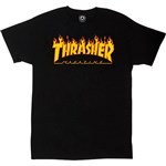 thrasher tee shirt kids flame (black)