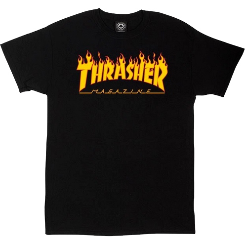 thrasher tee shirt kids flame (black) youth