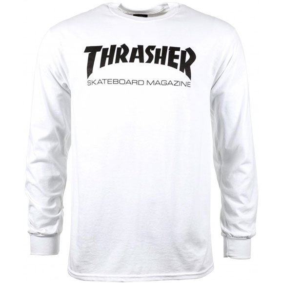 thrasher tee shirt long sleeves skate mag (white)