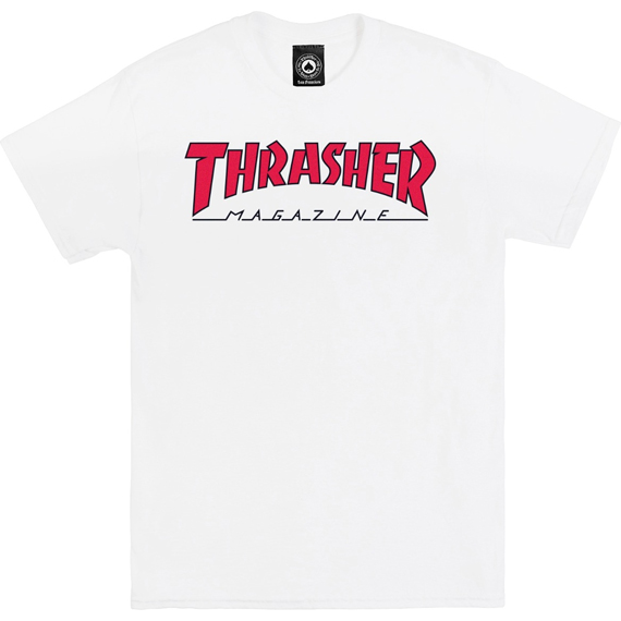 thrasher tee shirt outlined (white/red)