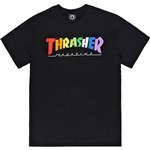thrasher tee shirt rainbow mag (black)