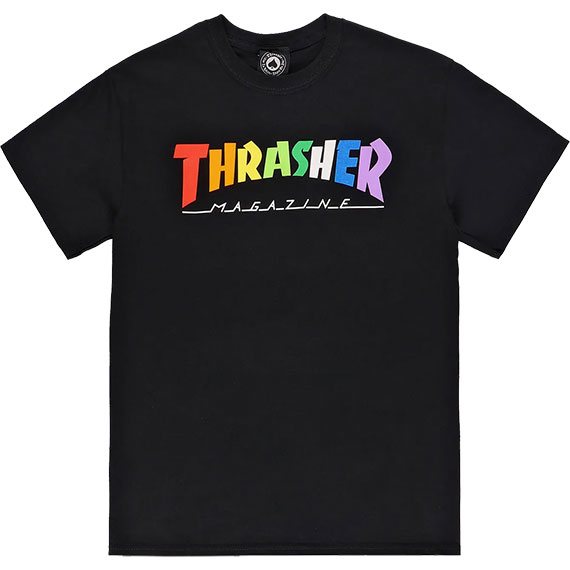 thrasher tee shirt rainbow mag (black)