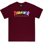 thrasher tee shirt rainbow mag (maroon)