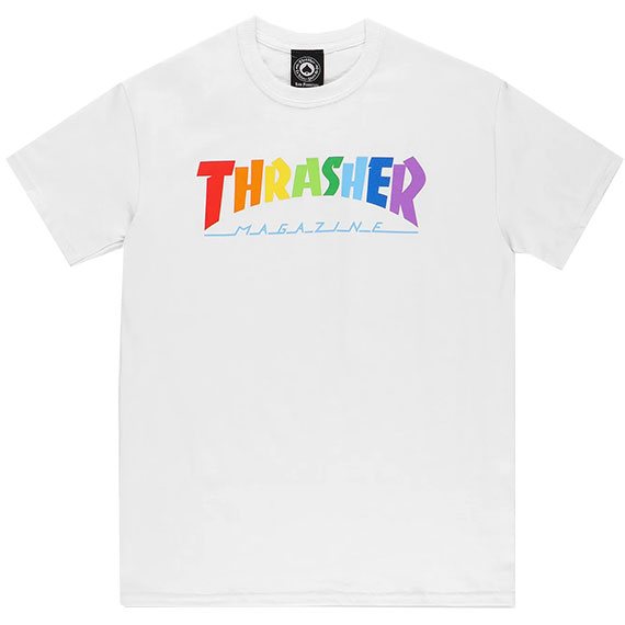 thrasher tee shirt rainbow mag (white)