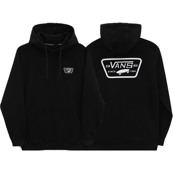 vans sweatshirt hood full patched (black/white)