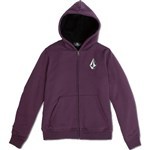 volcom sweatshirt kids hooded zip iconic stone (mulberry)