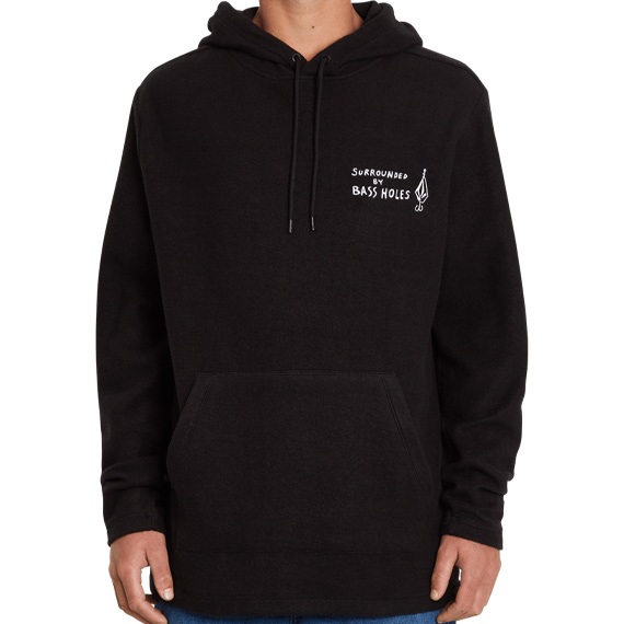 volcom sweatshirt loose trucks tight lines hood ls (black)