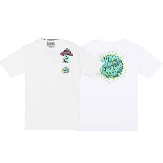 volcom tee shirt kids pocket udder space (white)