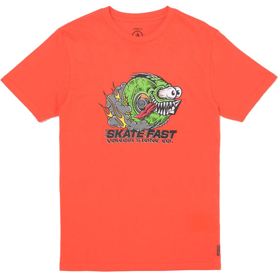 volcom tee shirt kids skate fast (bright red)
