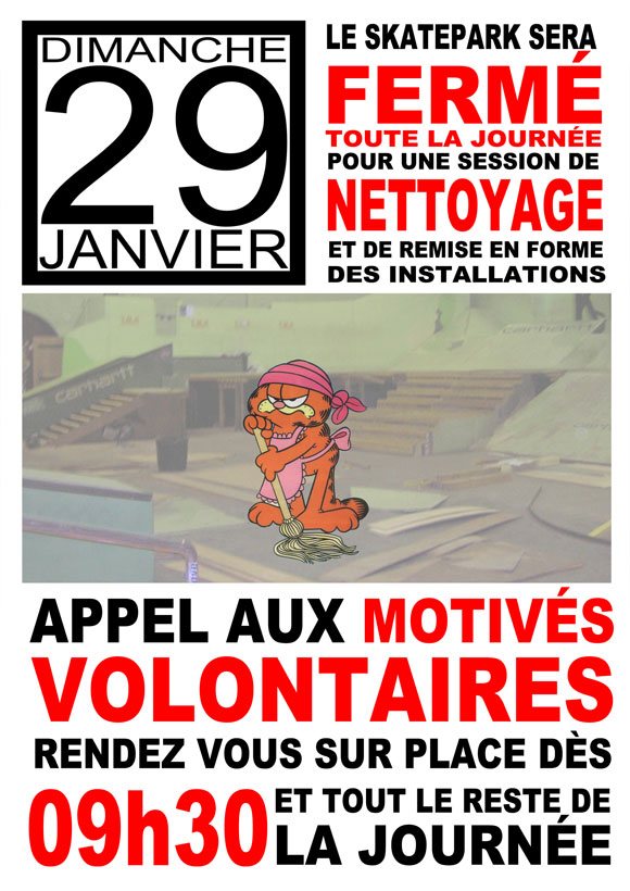 Session nettoyage au Skatepark De rouen Dimanche 29 janvier 2012