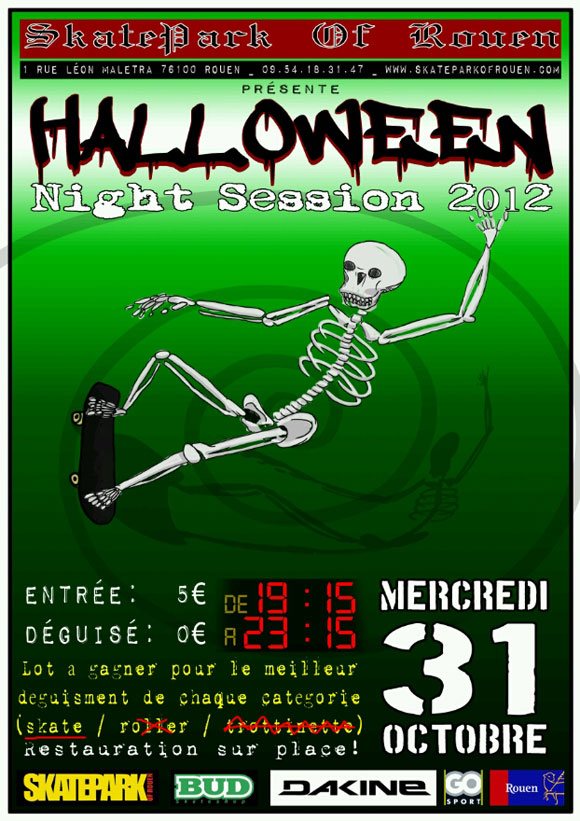 Halloween Night Session Skatepark De Rouen mercredi 31 octobre 2012