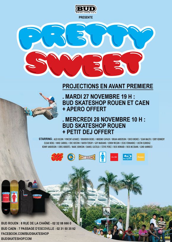 GIRL CHOCOLATE skateboards avant-premières vidéo Pretty Sweet mardi 27 et mercredi 28 novembre 2012 Rouen et Caen