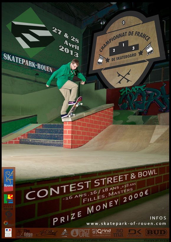 Championnat de France de skateboard au Skatepark De Rouen le week-end du 27 et 28 avril 2013