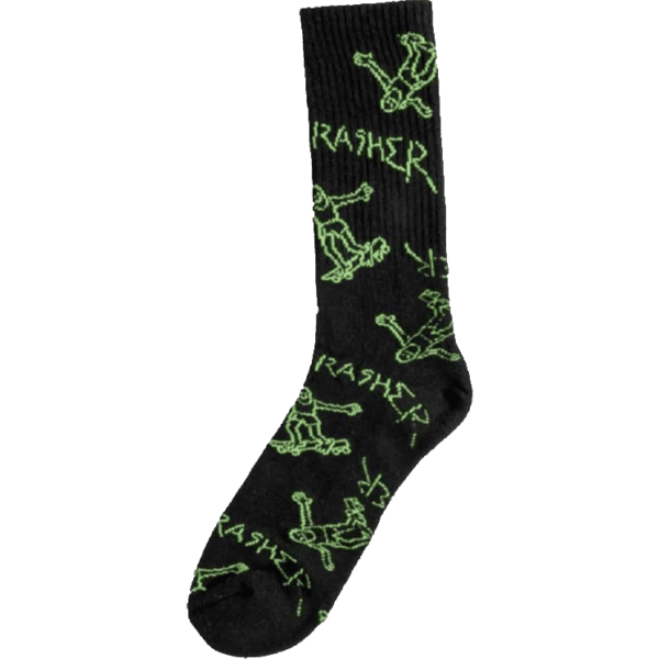 thrasher socks gonz logo (black/green)