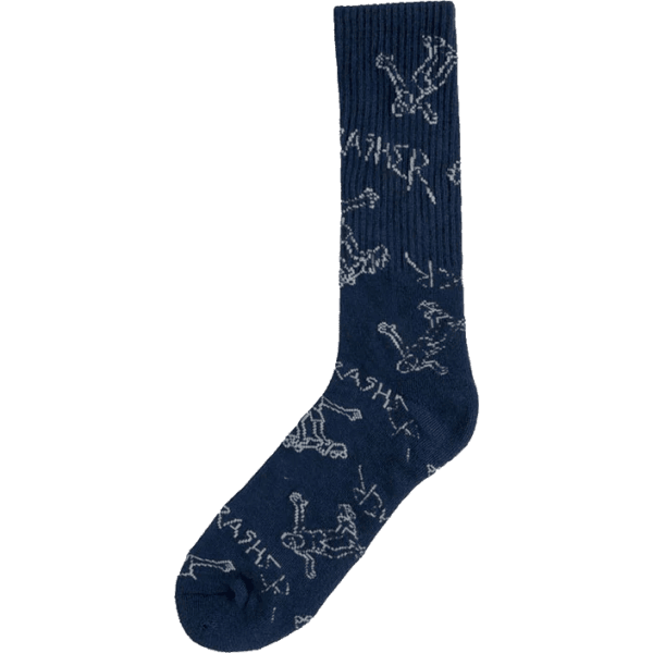 thrasher socks gonz logo (navy/grey)