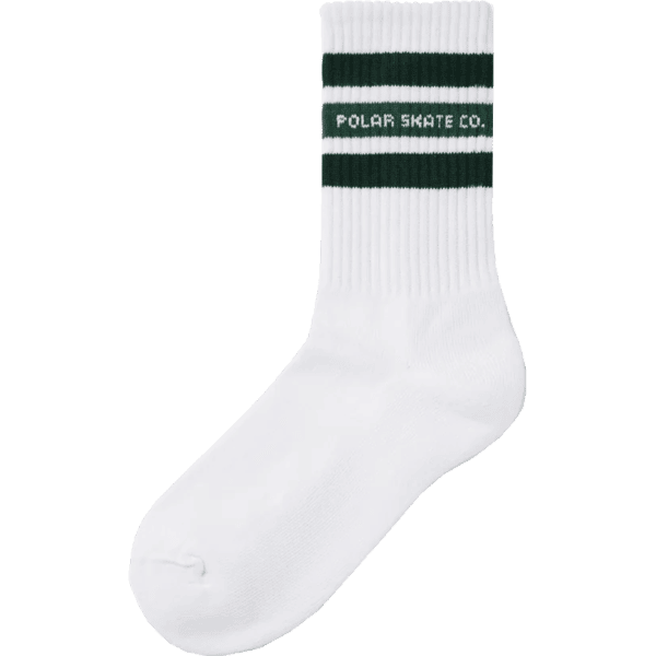 polar socks rib fat stripe (white/green)