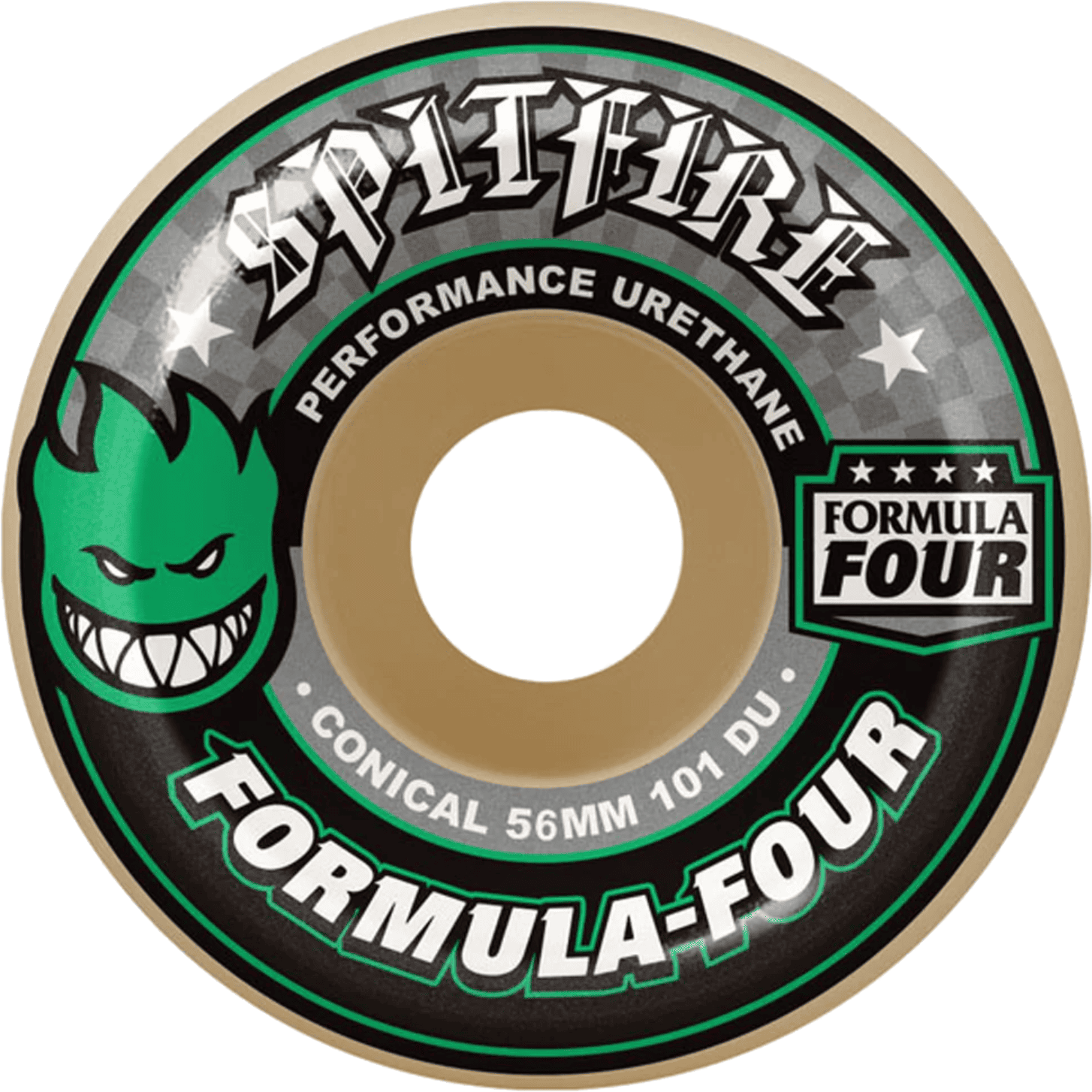 spitfire wheels formula four conical (green print) 101a 56mm spitfire wheels formula four conical (green print) 101a 56mm