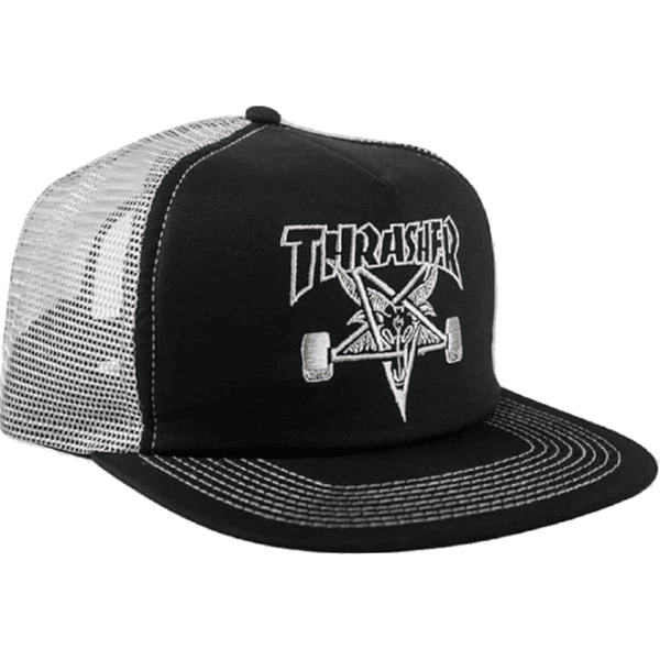 thrasher cap trucker mesh embroidered skategoat (black/grey)