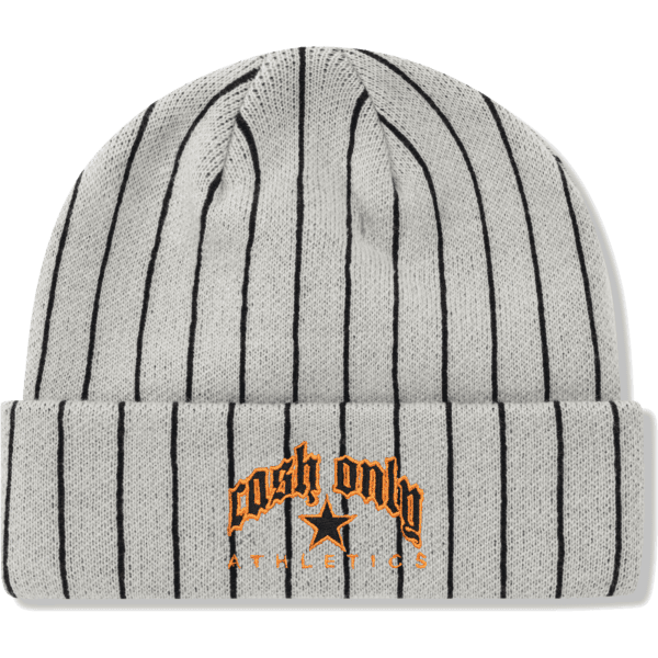 cash only beanie pinstripe (light grey)