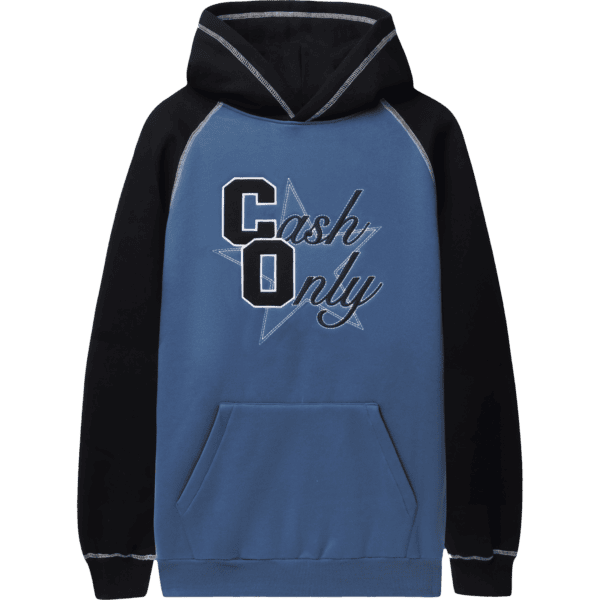 cash only sweatshirt hood raglan halftime (denim/black)