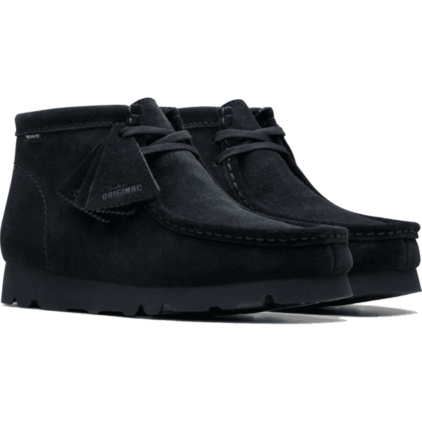 clarks shoes wallabee boot gore-tex (black/suede)