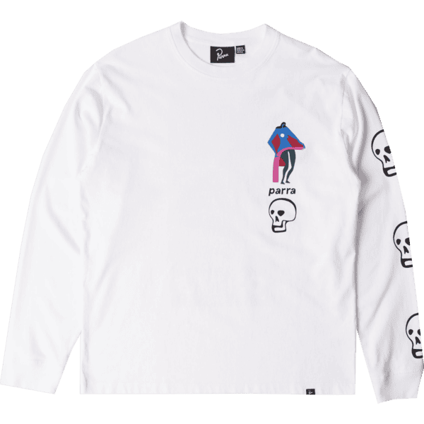 parra tee shirt long sleeves lowering the bar (white)