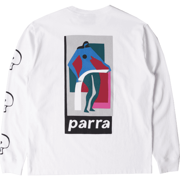 parra tee shirt long sleeves lowering the bar (white)