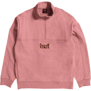 huf sweatshirt quarter zip mock neck split (dusty rose)