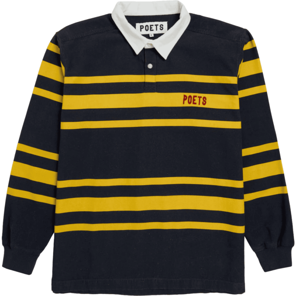 poets polo long sleeves embroidered logo rugby (navy/yellow)