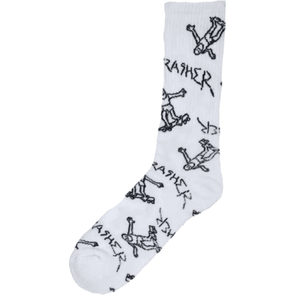 thrasher socks gonz logo (white/black)