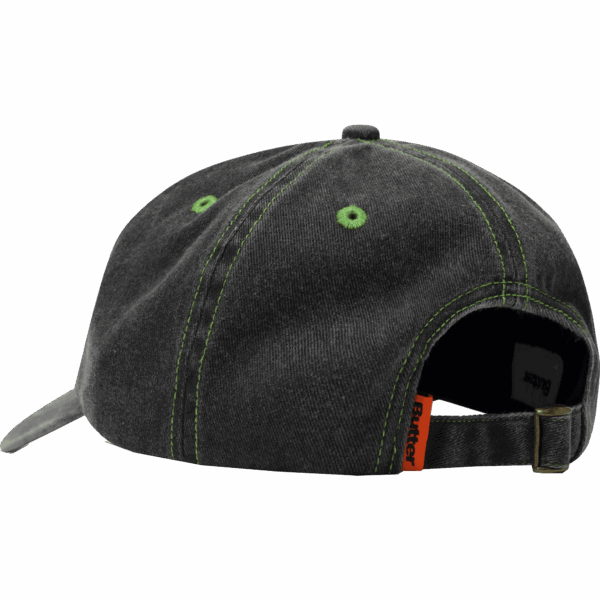 butter goods cap 6 panel rounded logo (washed black) sp25