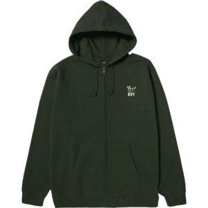 huf sweatshirt hooded zip flower (hunter green)