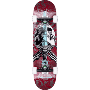 powell peralta skateboard complete skull & sword (burgundy) 7.5