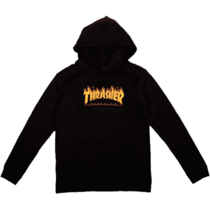 thrasher sweatshirt kids hood flame logo (black)