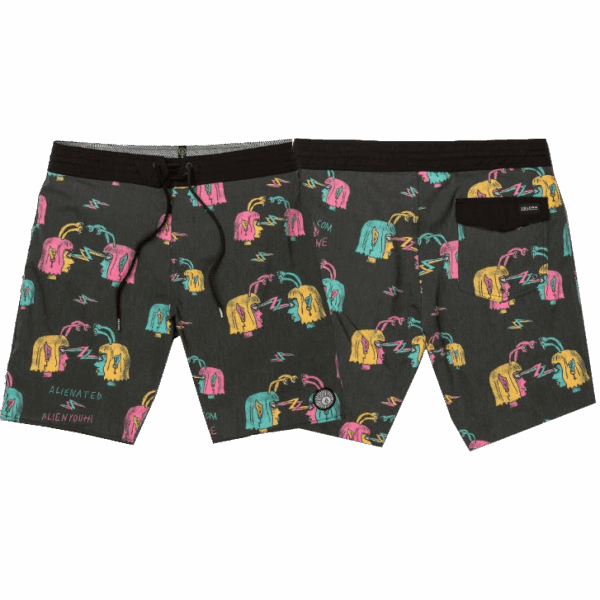 volcom short boardshort trunk alienated stoney 19 (black)