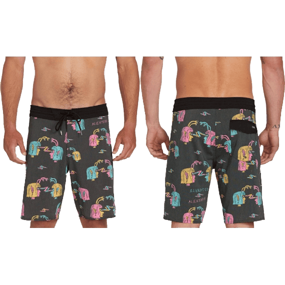 volcom short boardshort trunk alienated stoney 19 (black)