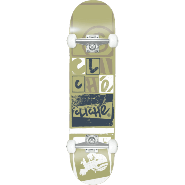 cliché skateboard complete letter press (gold) 7.75
