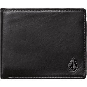 volcom wallet leather single stone (black)