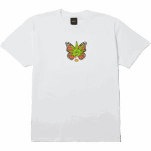 huf tee shirt green budderfly (white)