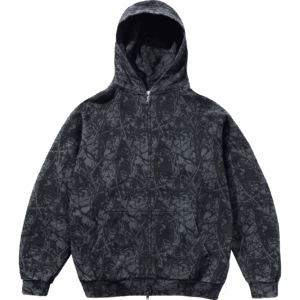 butter goods sweatshirt hooded zip woods camo (washed black)