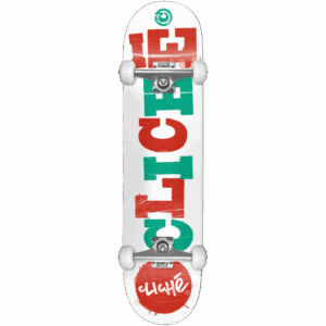 cliché skateboard complete woodcut (red/teal) 8