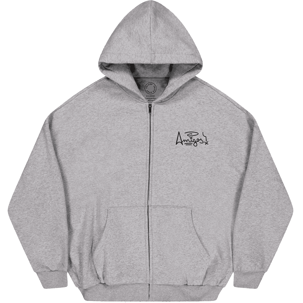 amigos sweatshirt hooded zip heavy kilian tag (heather grey)