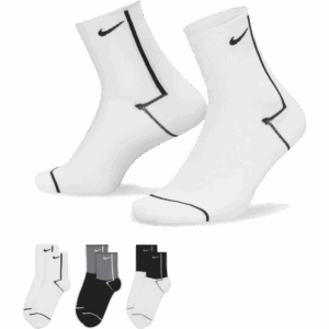 nike sb socks pack ankle everyday plus (black/white/grey)