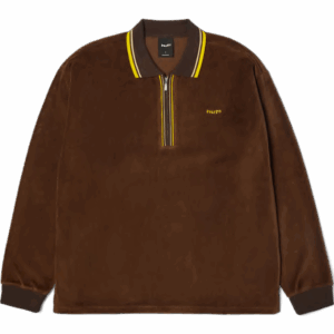 huf polo long sleeves parker velours (brown)