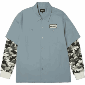 huf shirt workshirt long sleeves shadows (light blue)