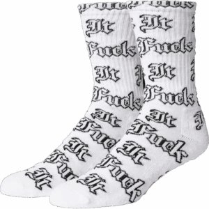 huf socks fuck it old english (white)